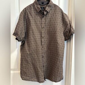Vustra XL Linen Blend Geometric Print Short Sleeve Shirt